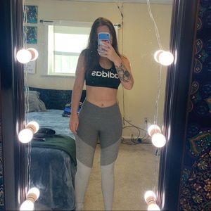 Outdoor Voices Gray Tri-Color Angled Leggings